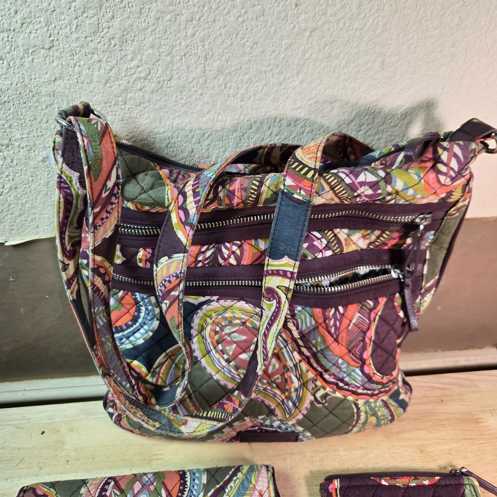 Vera Bradley Plum Crazy Purple Floral Crossbody Shoulder Bag Cloth Fabric Purse - Picture 2 of 8